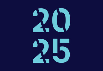 Happy New Year 2025 Cyan Design Abstract Vector Illustration With Blue Background
