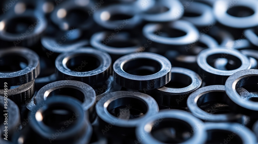 Poster abstract close-up of black circular objects