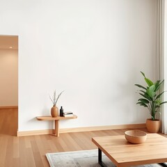 Modern Loft Living Room with Large Blank Wall and Minimalist Decor