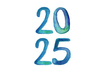2025 Happy New Year Blue Watercolor Design Abstract Vector Illustration