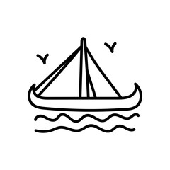 Viking Ship Outline Icon, Vector illustration