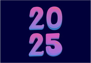 2025 Happy New Year Design Abstract Vector Illustration With Blue Background