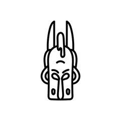 African Tribal MaskOutline Icon, Vector illustration