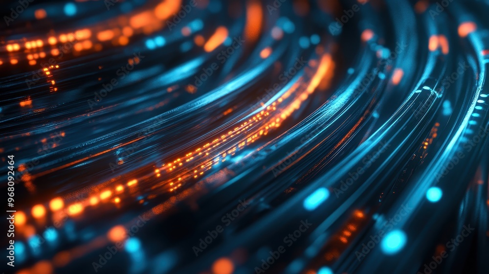 Poster abstract digital network with glowing lines