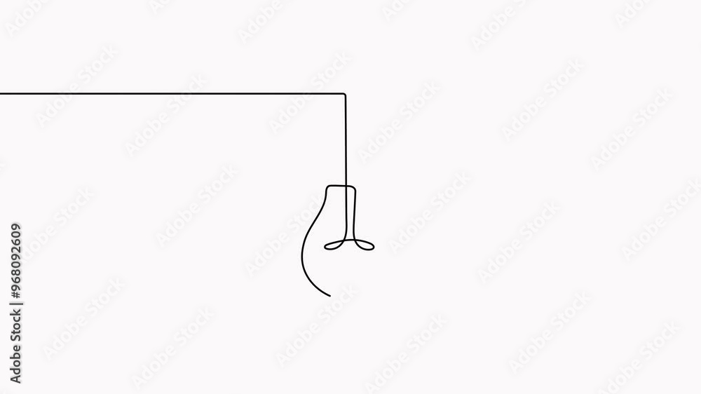 Aufkleber animated lightbulb continuous line drawing. electric lamp animation.