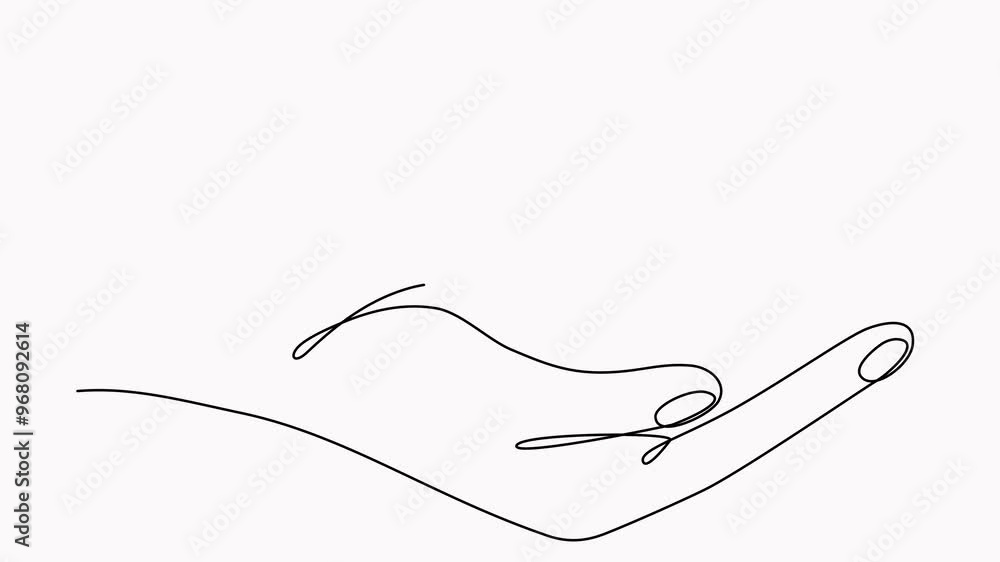 Poster lightbulb with leaf in hand continuous line drawing animation. arm holding sprout with leaves inside