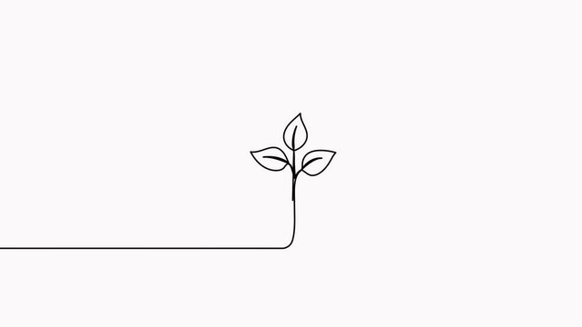 Lightbulb with leaf continuous line drawing animation. Sprout with leaves inside lamp video. Animated hand drawn linear eco symbol.