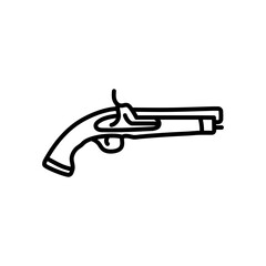 Vintage Pistol Outline Icon, Vector illustration