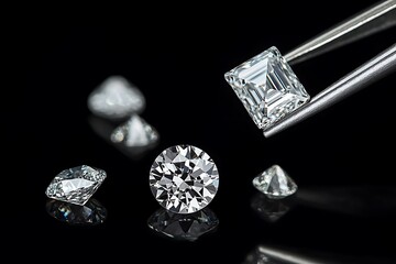  loose brilliant diamonds, round, trillion, and radiant