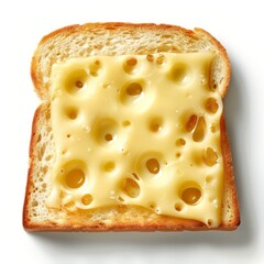 toast cheese, top view isolated on white