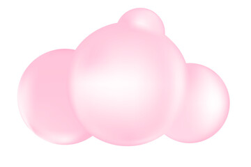 Clouds Sky isolated on White background.Pink 3d Soft round cartoon fluffy cloudy icon,Vector illustration nature design geometric circle shapes for Games,Animations,Nursery element fantasy