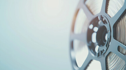Film Strip in Motion: Cinematography and Entertainment Industry Banner with Camera Reel, Movie Production Frame, and Rolling Tape, Perfect for Advertising. photo
