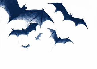 Fototapeta premium Three bats flying on white background spreading wings