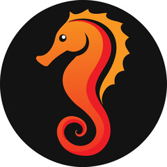 Vector Illustration of a Seahorse Mascot with a Curled Tail
