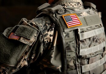 Fototapeta premium US Army Soldier in Universal Camouflage Uniform