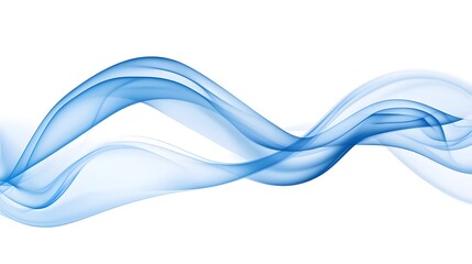 Abstract blue vector smoke shape on a white background, a simple and minimalistic design with elegant curves and lines