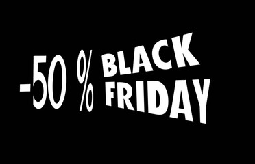 Banner advertisement with discount -50% Black friday.