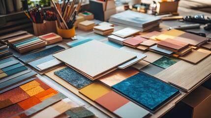 Colorful Samples of Materials for Interior Design