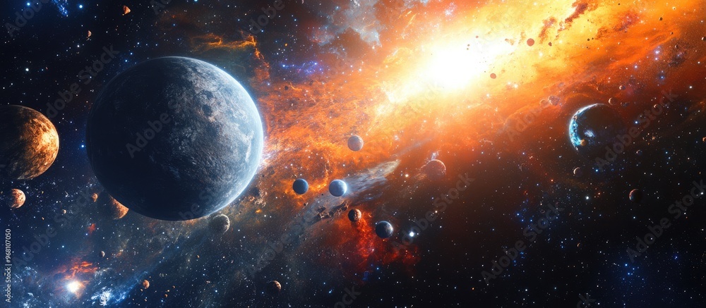 Aufkleber 3d rendering showcasing celestial elements and space phenomena created for visual exploration and ed