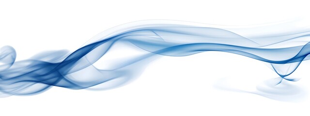 Abstract blue vector smoke shape on a white background, a simple and minimalistic design with elegant curves and lines