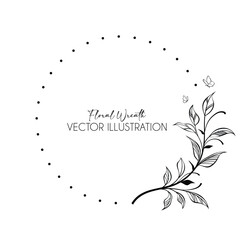 Obraz premium Leaves wreath Design for wedding invitation, logo, cards, packaging and labeling. Botanical rustic trendy greenery vector illustration