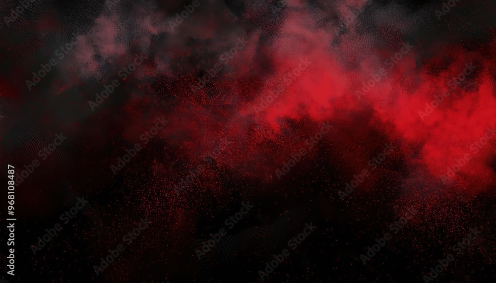 Poster abstract cosmic storm. vibrant red and black nebula dust clouds swirling in the dark void of space, 