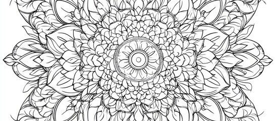 Floral Mandala Coloring Design Decorative Elements Illustration featuring Oriental Indian Moroccan and Mystic Patterns