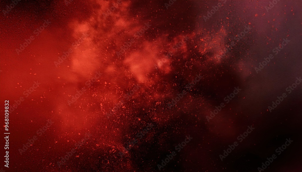 Poster abstract cosmic storm. vibrant red and black nebula dust clouds swirling in the dark void of space, 
