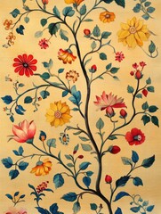 Mughal inspired decorative floral motifs in a fantasy style showcasing the essence of traditional art