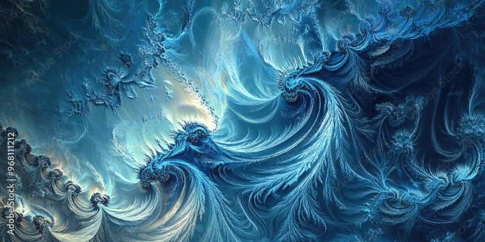 Poster fantasy abstract fractal design with an azure backdrop