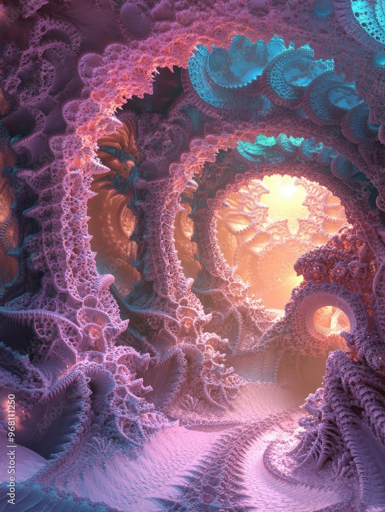 Poster fantasy 3d rendered fractal design suitable for use as a background