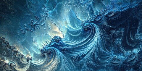 Fototapeta premium Fantasy abstract fractal design with an azure backdrop