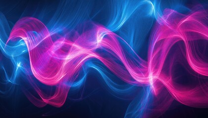 Fototapeta premium Abstract light painting background featuring pink and blue hues with long exposure effects creating ripples and swirls on a dark canvas
