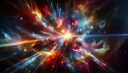 Explosive supernova captured in vibrant hues, representing cosmic power and beauty.
