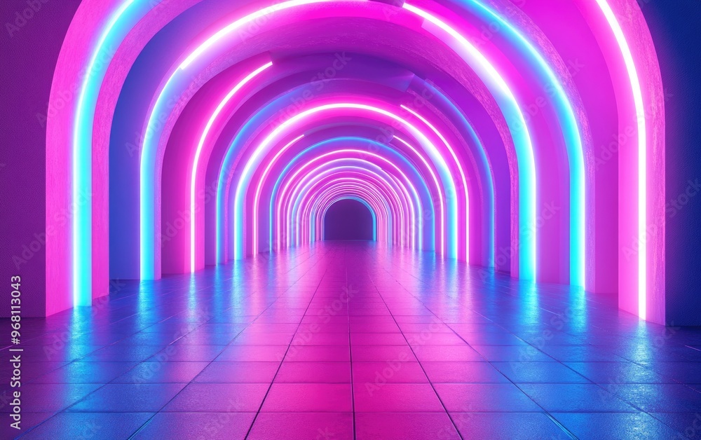 Poster Abstract architectural background featuring an arched interior in a 3D render