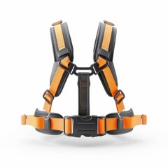 Fototapeta premium Safety belt with chest strap, harness element, detailed 3D render, sturdy material, isolated on white background.