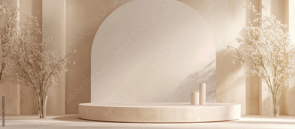 Poster luxury minimalist backdrop for premium products featuring an elegant podium abstract minimal design 
