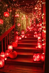 Traditional american house decorated for halloween with pumpkins and flowers