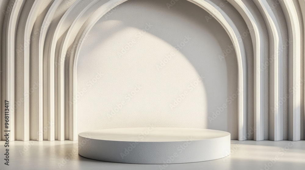 Poster Abstract background featuring a 3D podium and wall scene digitally rendered in three dimensions