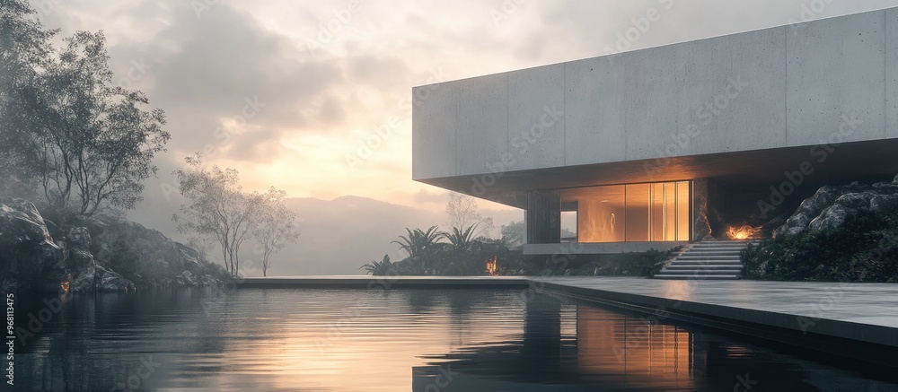 Poster Minimalist Surreal Architecture 3D Rendering