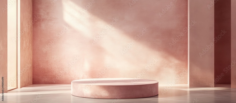 Poster minimalist pink pedestal design for product display 3d rendering