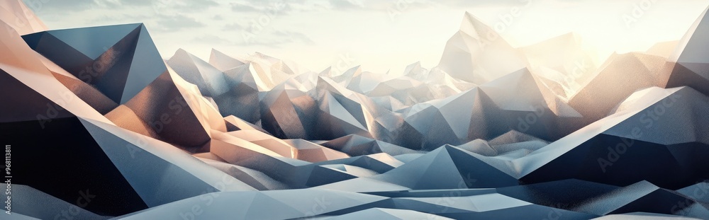Poster empty terrain featuring an innovative geometric structure background 3d rendering digital artwork