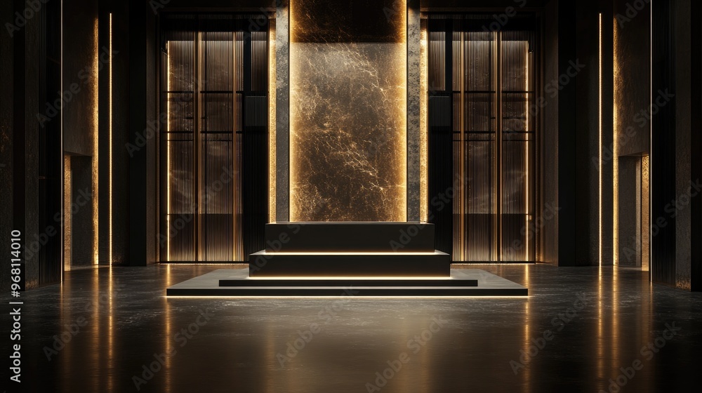 Aufkleber Stunning and refined backdrop featuring a pedestal and display case 3D illustration 3D rendering