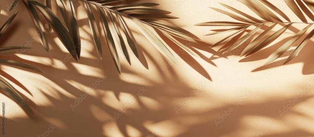 Poster cosmetic display podiatrist casting shadows of natural leaves on a brown background 3d rendering