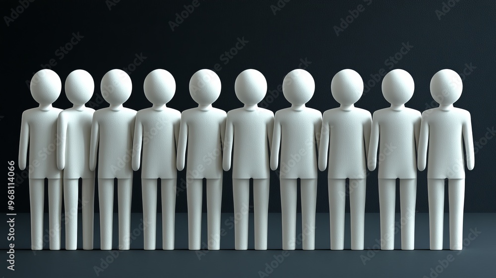 Aufkleber a group of simplistic white figures standing in a row, symbolizing unity, teamwork, and collaboratio