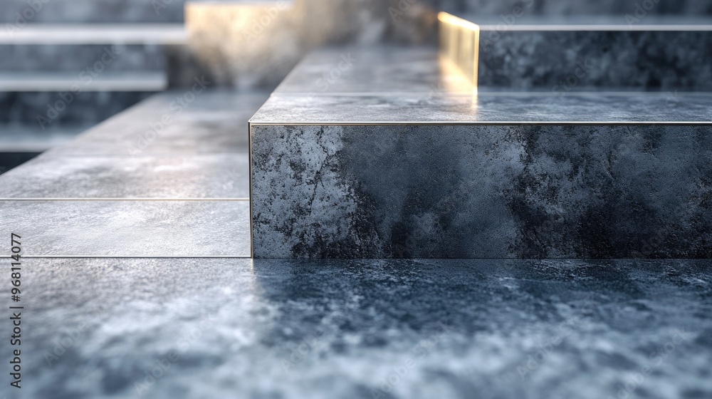 Poster elegant abstract background featuring metal textures combined with stone marble and granite 3d illus