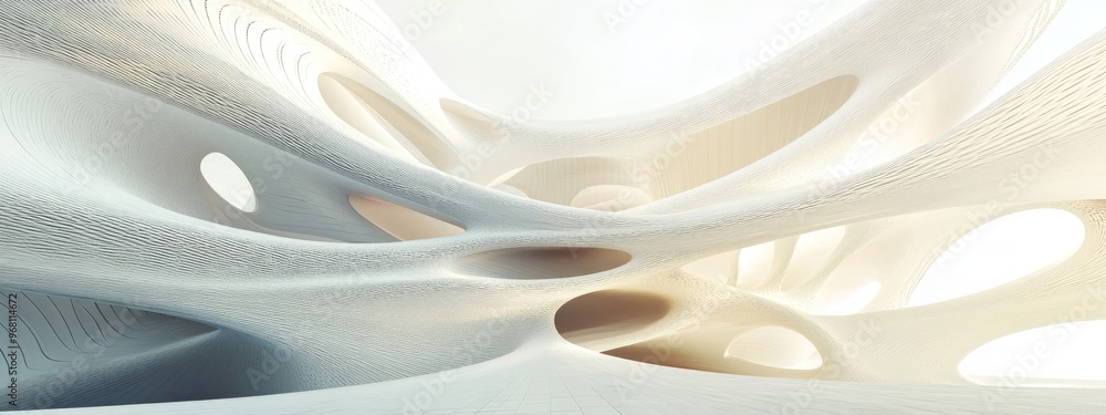 Poster Abstract architectural structure in a 3D background illustration rendered in three dimensions