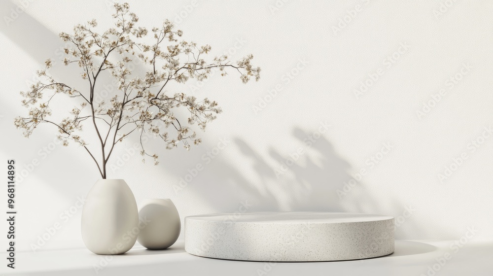 Poster Abstract podium mockup scene on a white background 3D rendering