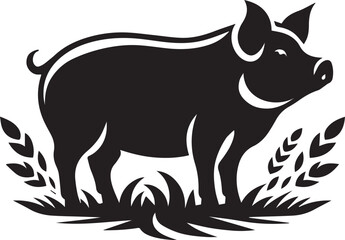 Pig silhouette art and illustration on transparent background 
