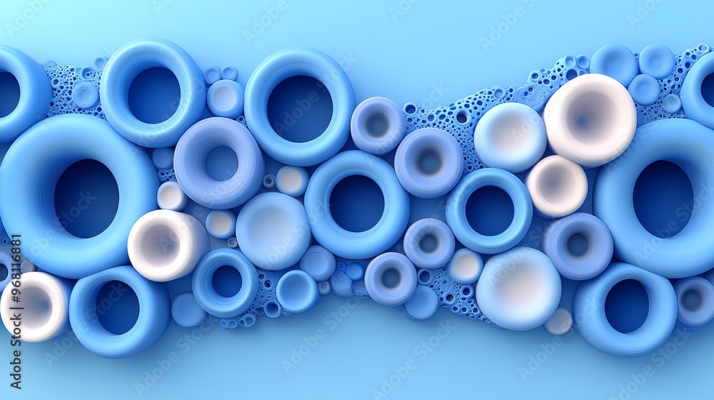Aufkleber blue abstract image featuring various circular shapes, creating a soothing and modern aesthetic perf